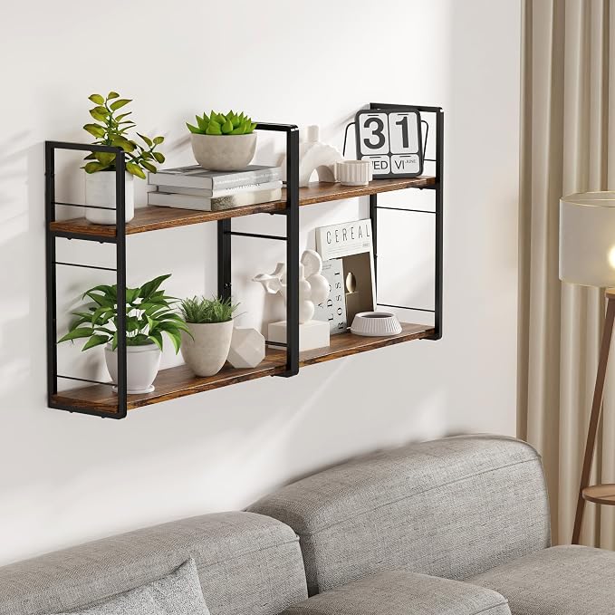 2-Layer Wall Bookshelf for Book Storage, Floating Book Shelves for Wall - Image 8