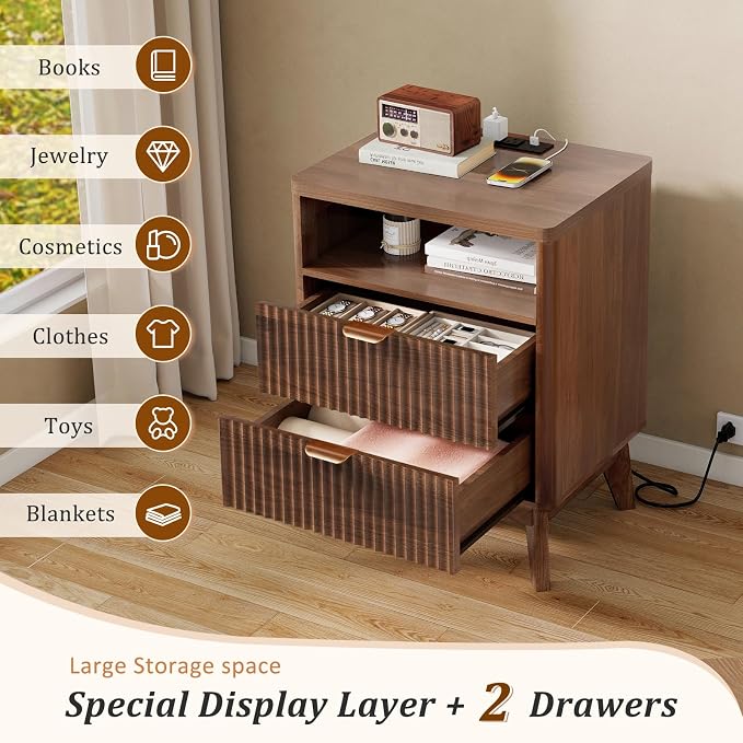LYNCOHOME Fluted Nightstand - Image 3