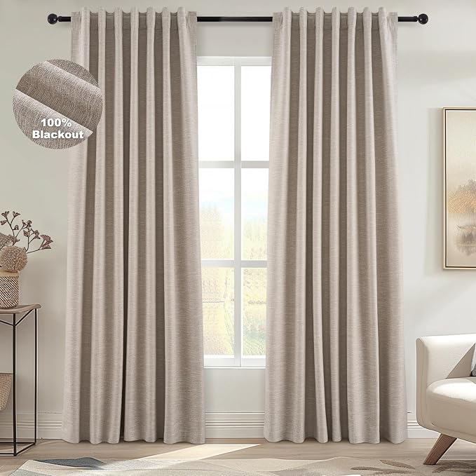 Topfinel 108 Inch Curtains 2 Panel Set Boho Brown Modern Decorative Dark Out by Topfinel