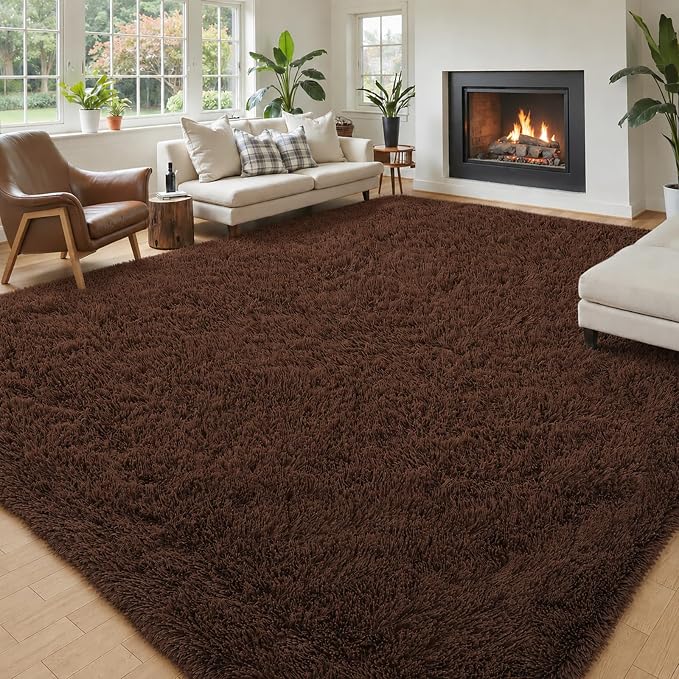 Area Rugs10x14 for Living Room, Coffee Large Shaggy Carpet Plush Furry Rug | by Junhejiamei