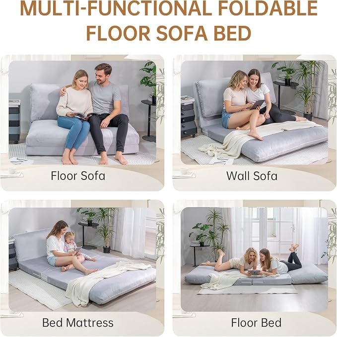 Cvortll 4-in-1 Folding Sofa Bed, Memory Foam Bean Bag Chair, Large Convertible - Image 6