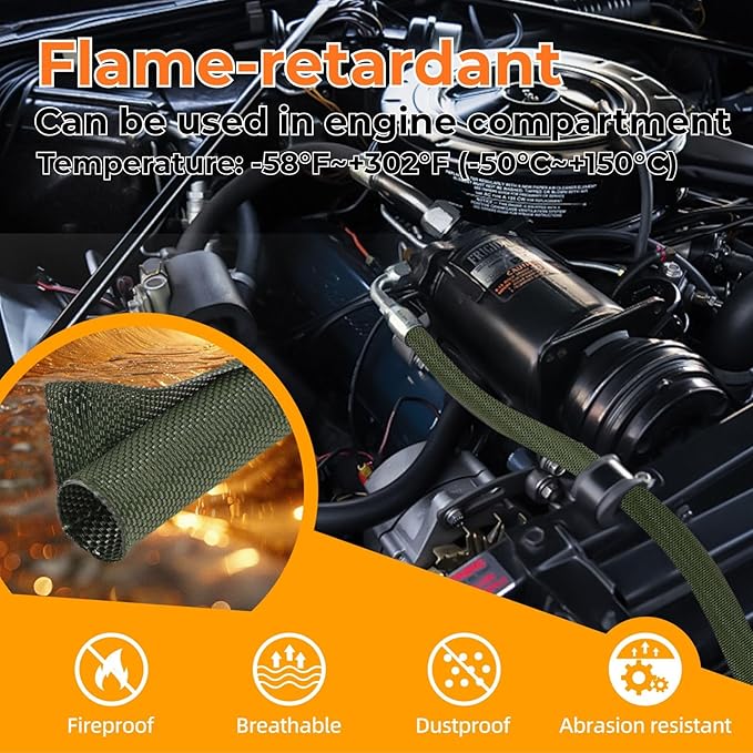 HOLED 1-3/16 inch Split Braided Cable Management Sleeve for USB Cable Power Cord Audio Video Cable, Wire Loom Cord Protector from Cat Dog Chewing (White, 10FT)