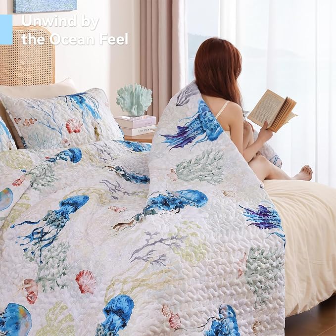 weigelia Coastal Quilt Bedding Set King Size - Image 3