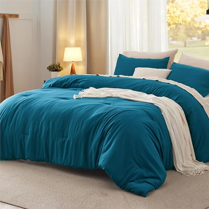 Bedsure Full Comforter Set, Teal Soft Prewashed Bedding by Unknown
