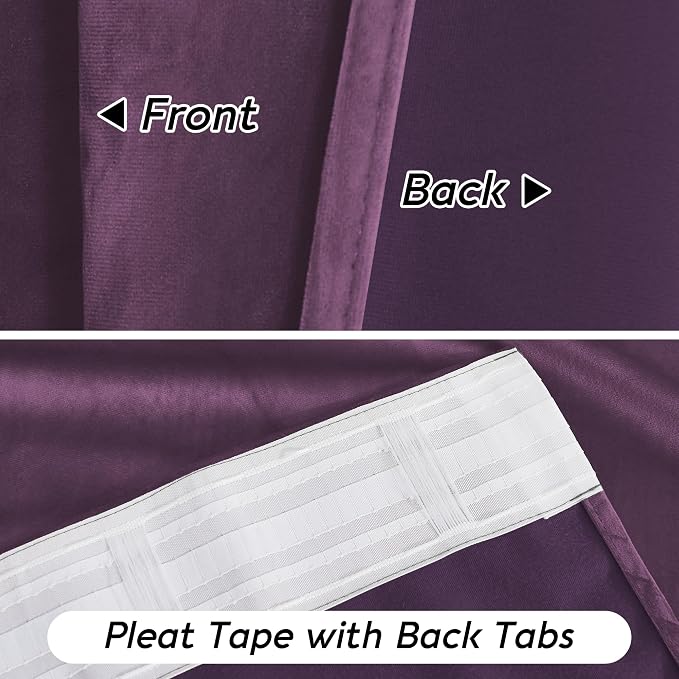 RYB HOME Purple Velvet Blackout Curtains 84 inches - Image 7