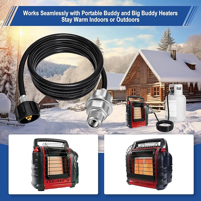 Propane Heater Fuel Filter F273699 with 6FT Propane Hose for Buddy Heater, Big Buddy, Little Buddy, Portable Buddy,Connect 20-45 lb Propane Tanks,Replaces F276163 F273704 F273701 F273702 Etc.