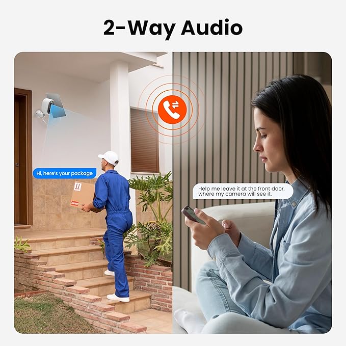 Solar Security Camera Outdoor Wireless, 2K Color Night Vision, Battery Powered PIR Motion Detection,2.4GHz WiFi Cameras for Home Surveillance, Light and Sound Alarm, 2-Way Audio