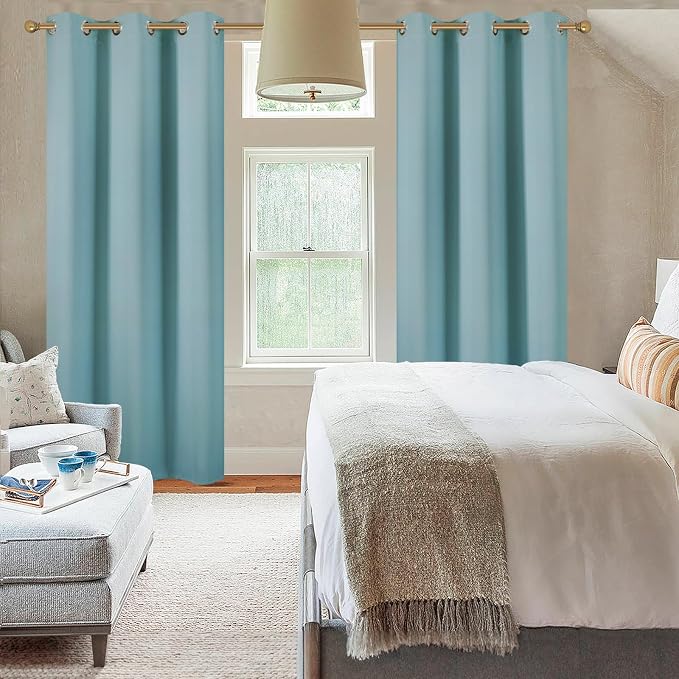 Diraysid Stone Blue Grommet Blackout Curtains - Image 7