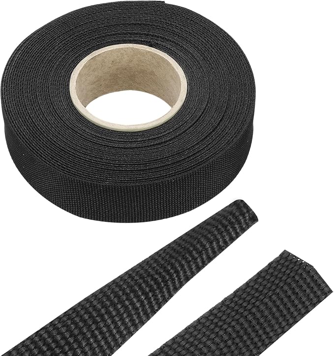 MECCANIXITY Braided Cable Sleeves Heat Shrinkable Fabric Sleeving, 7/8" 40ft Black 2:1 Ratio Heat Shrinkable Cord Protector for Harness Cable, Network Cable Protection, Cable Management