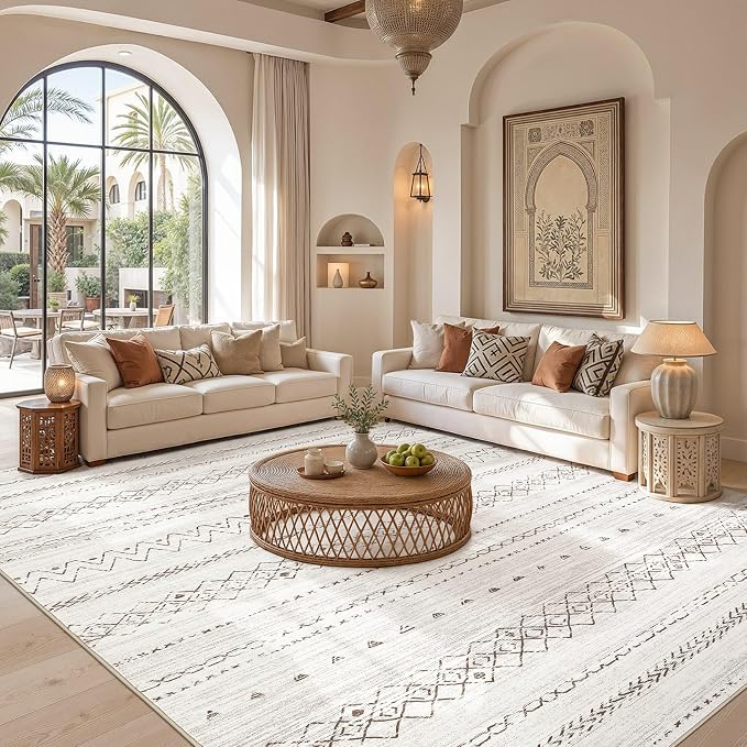 cotiled Boho 5x7 Area Rugs for Living Room: Soft Moroccan Washable Rug | Solve - Image 5