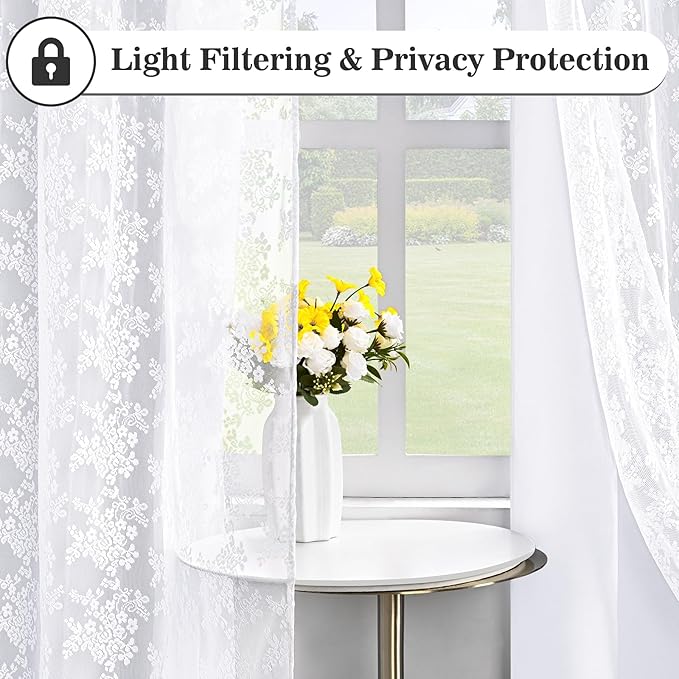 Yinhua White Curtains for Living Room Double Layer Blackout Curtains for - Image 4
