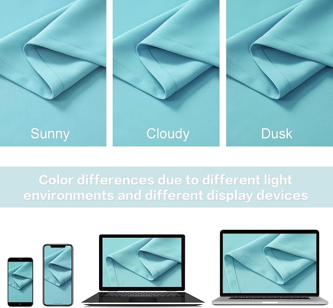 Aqua Color Curtains for Bedroom Rod Pocket Back Tab Window Treatment Panels - Image 5