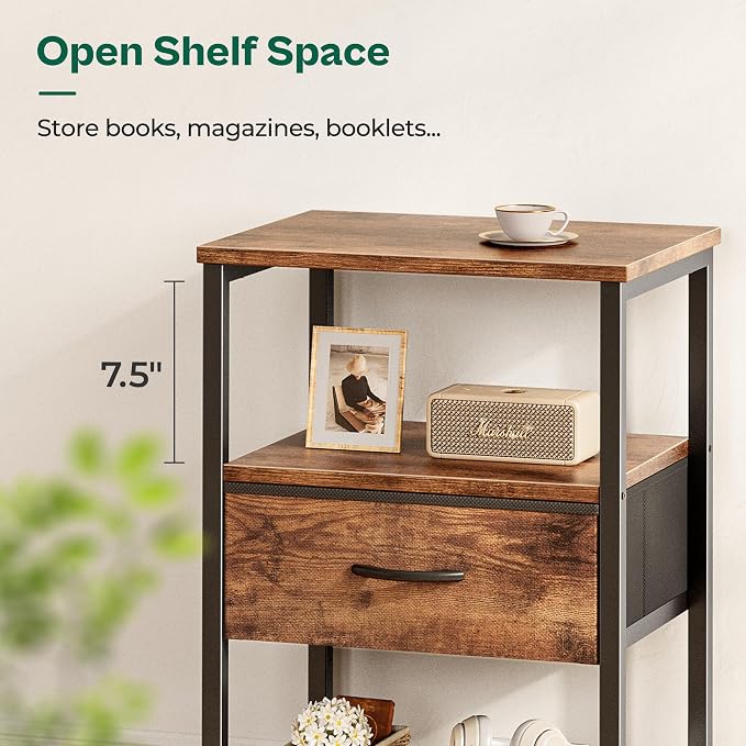 Huuger Night Stand with 2 Drawers, Bed Side Table with Open Shelf | Bedroom - Image 9