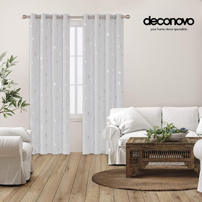 Deconovo Greyish White Blackout Curtains 2 Panel Set - Image 4