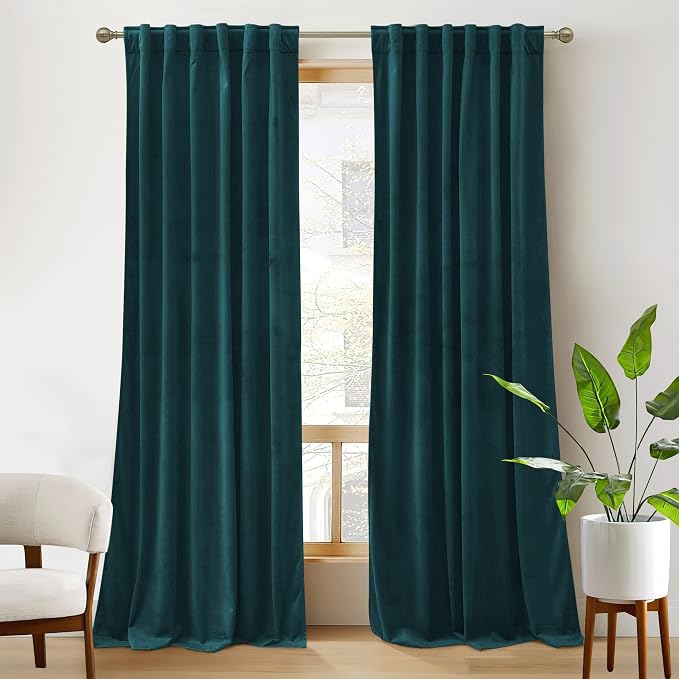 RYB HOME Velvet Curtains 102 inches Long, Extra Long High Ceiling Curtains | by RYBHOME