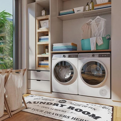 Zoke Laundry Room Rug Runner Stylish Non-Slip Laundry Room Mat 24"x72", Versatile, Waterproof Runner for Laundry, Kitchen, and Bathroom, Mudroom Decor and Farmhouse Charm