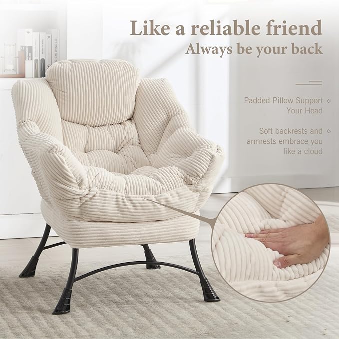 Lazy Chair with Ottoman, Ergonomic Footrest - Image 4