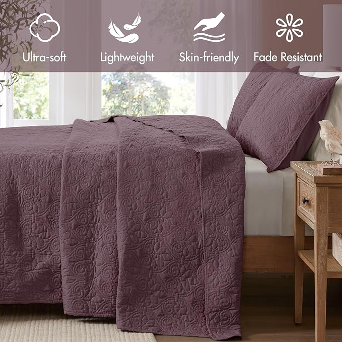 Madison Park King Quilt Bedding Set, Cottage-Inspired Damask, Classic Stitch - Image 2