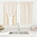 Yinhua Beige Kitchen Curtains 36 Inch Length Double Layer Blackout Cafe Curtains by yinhua