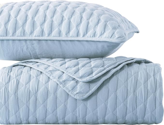 WDCOZY Light Blue Quilts Queen Size Bedding Set - Image 9