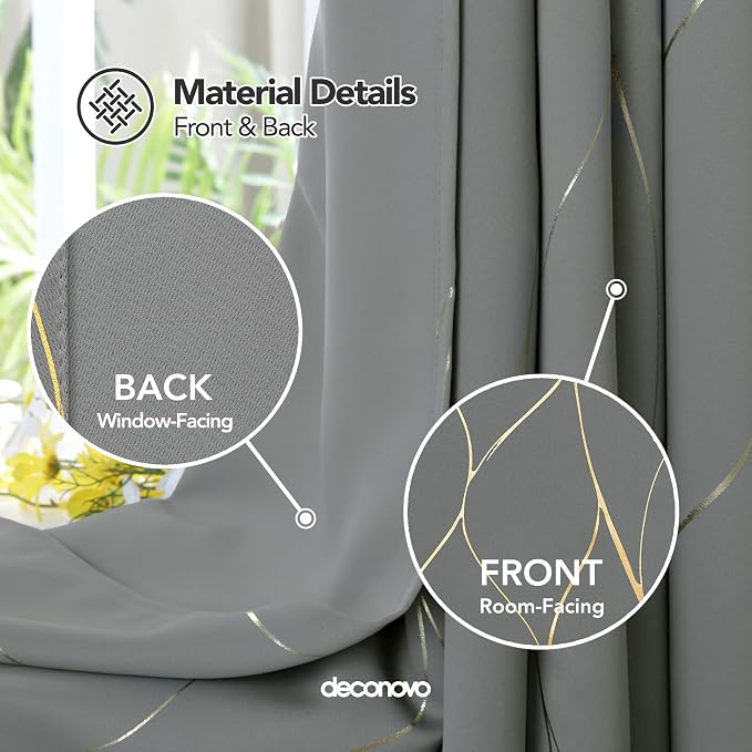 Deconovo Curtains for Living Room, Pattern Blackout Curtains 84 Inches Long | - Image 5