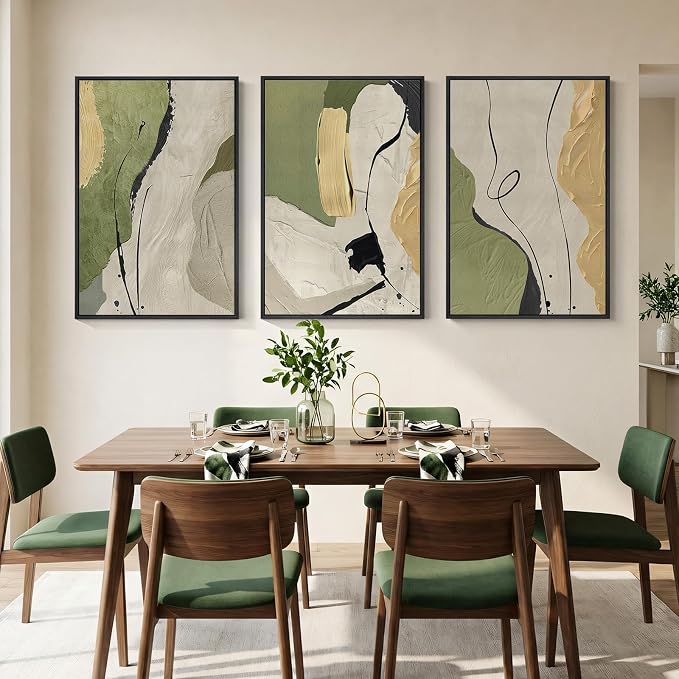 Large Framed Sage Green Abstract Wall Art - Image 4