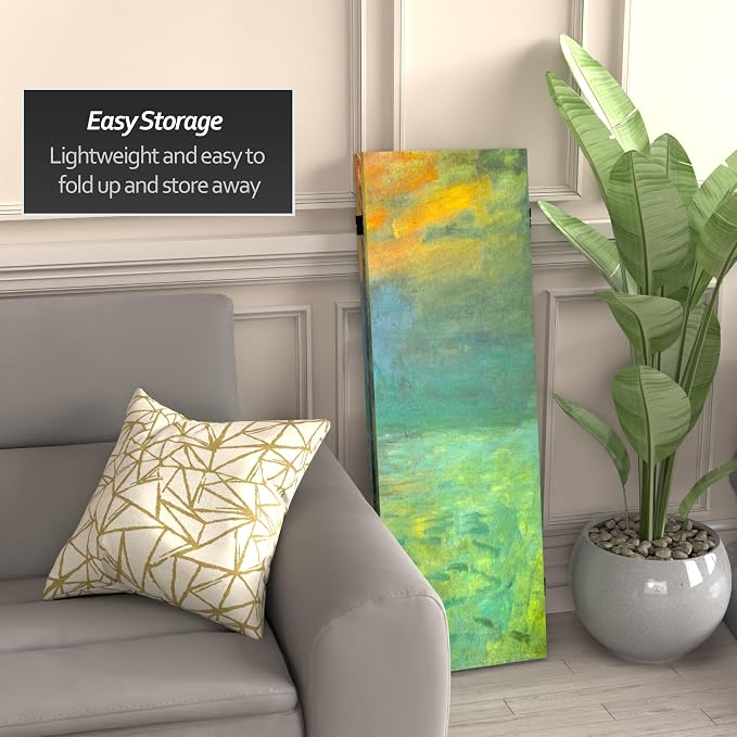 Red Lantern Double Sided Works of Monet Canvas Folding Screen - Image 3