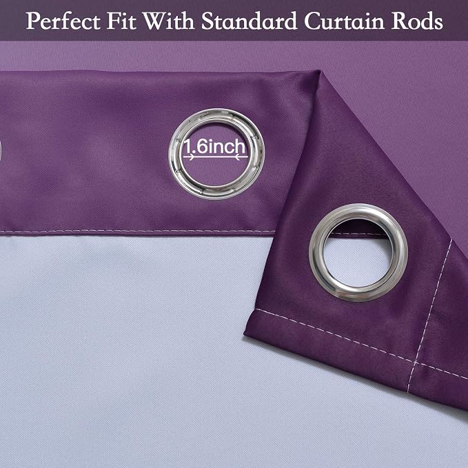 SimpleHome Ombre Purple to Grey White Curtains - Image 4