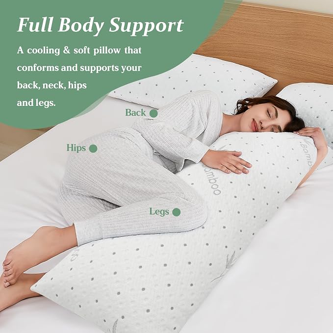 Dreamood Body Pillow with Soft Pillowcover Shredded Memory Foam - Image 2