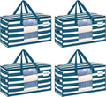 VENO Moving Bags, Wide Open Top, Classic Navy Stripe, 4 Pack | Moving boxes by Veno