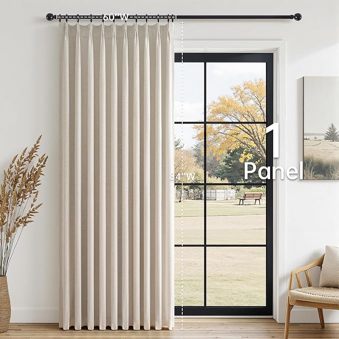 100% Blackout Curtains for Bedroom 84 Inches Long, Textured Beige Pinch Pleated - Image 9