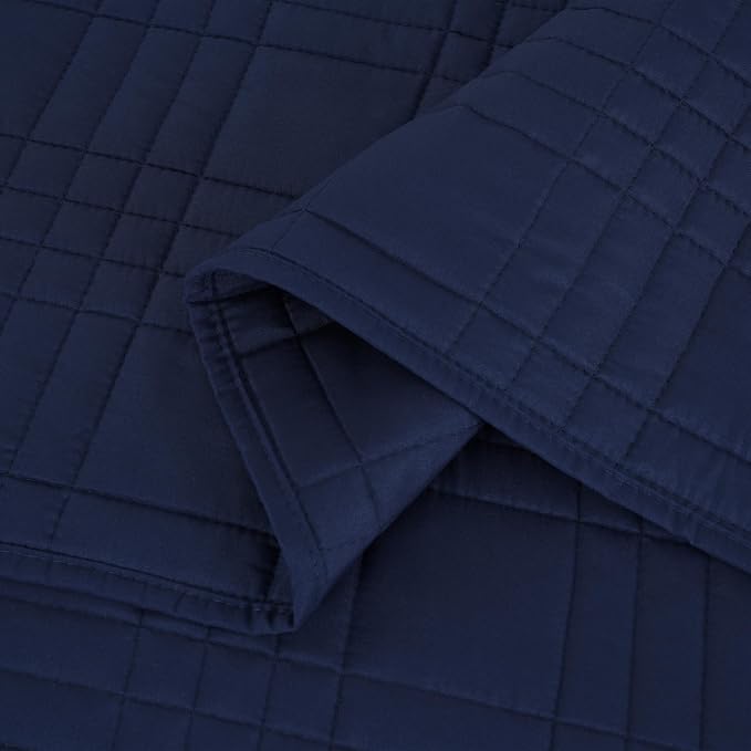 Chezmoi Collection Kingston Queen Size Bedspread Set, 3-Piece Navy Oversized - Image 8