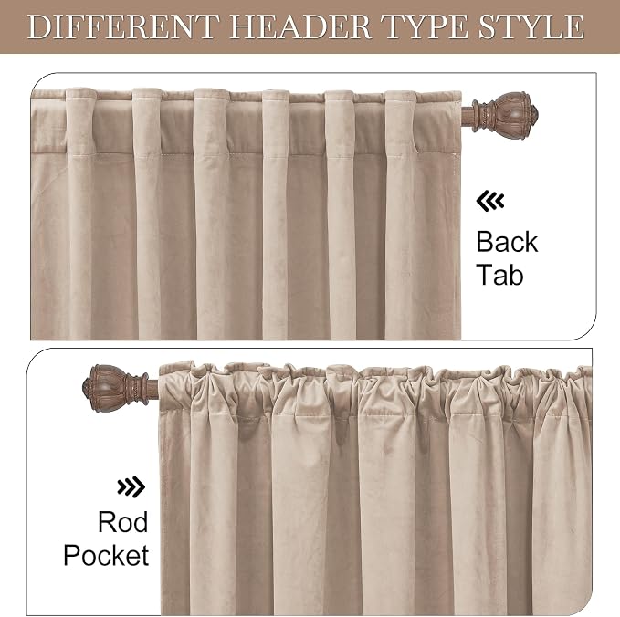 RYB HOME Blush Velvet Curtains 96 inches - Image 3