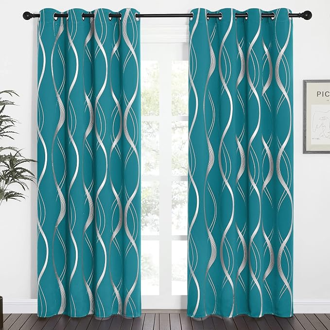 NICETOWN Room Darkening Peacock Teal Curtains - Image 2