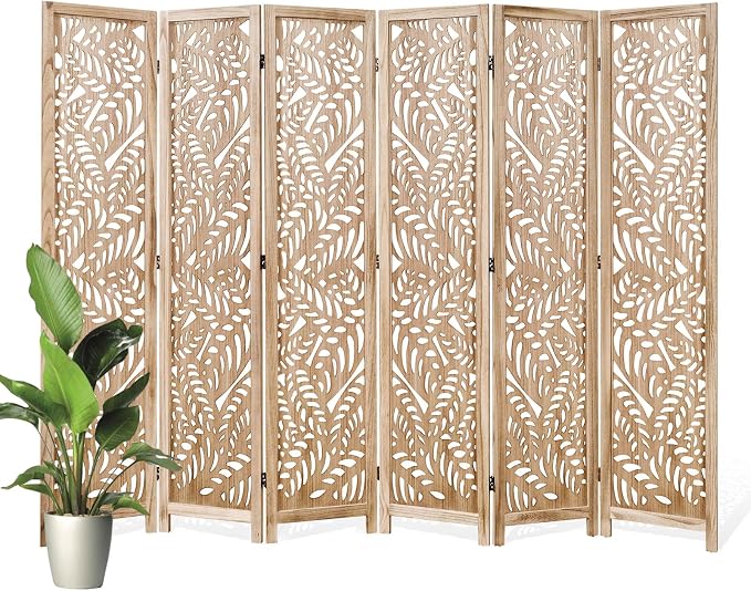 Leaf-Carved Room Divider Privacy Screen by Svimi
