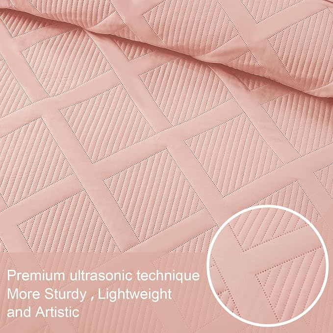 Exclusivo Mezcla Quilt King Size, Blush Pink | Soft Bedspreads - Image 5