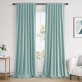 Light Blue 100% Blackout Linen Curtains 100 Inch Length 2 Panels Set by Guken