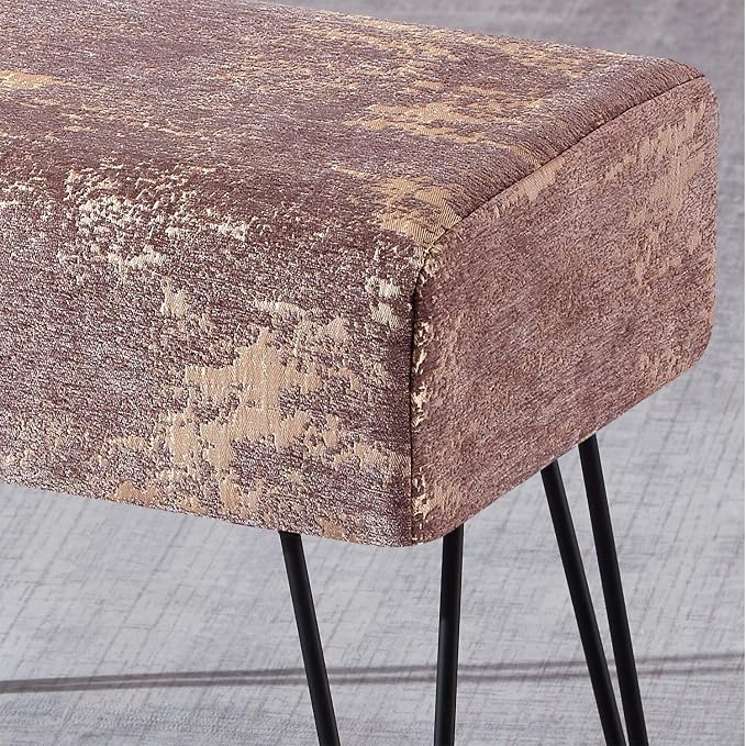 Home Soft Things Jacquard Chenille Ottoman, Kasula-Light Brown, Fuzzy Entry Way - Image 5