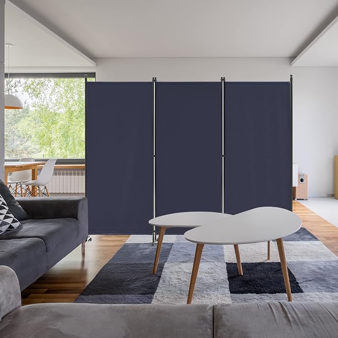 Spurgehom 3 Panel Rolling Room Divider, Folding Partition Privacy Screens | - Image 6