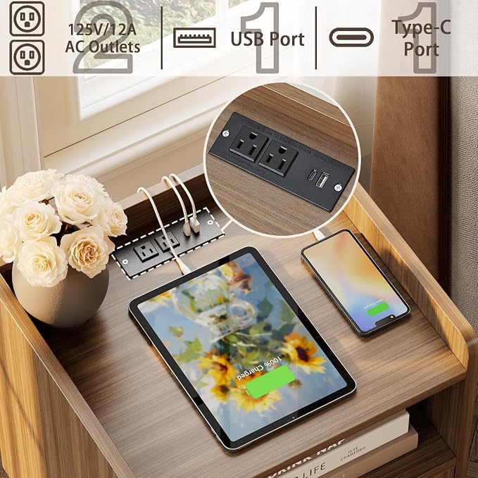 MECHYIN Night Stand Set 2, Nightstands Set of 2 - Image 4