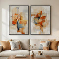 Large Framed Blue Orange Block Abstract Wall Art by Cuspin