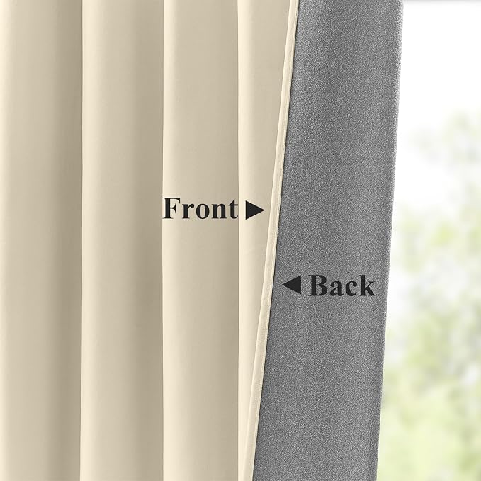 90 Inches Ivory Velvet Curtains Light Filtering Drapes - Image 4