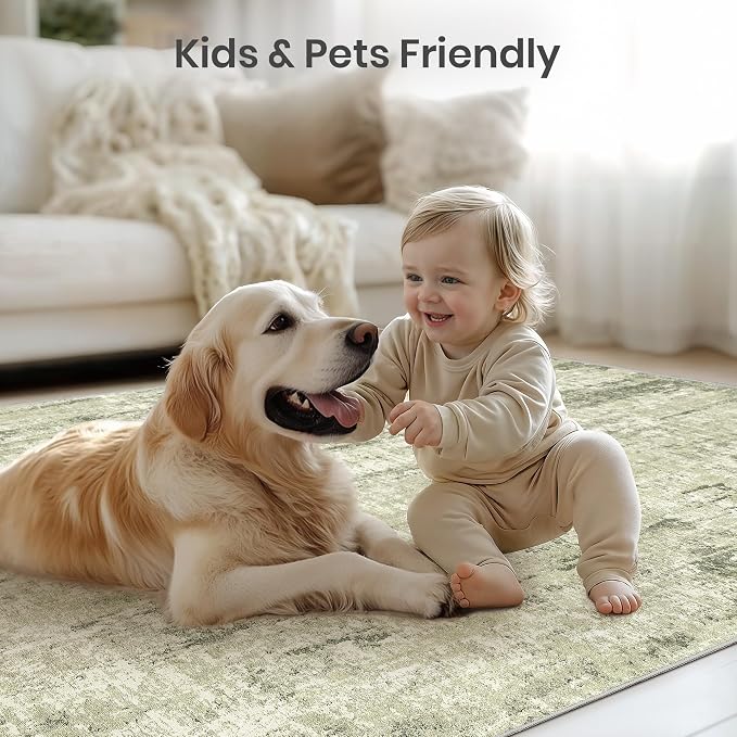 4x6 Area Rug for Entryway, Non Slip Washable Bedroom Rug, Stain Resistant Low - Image 7