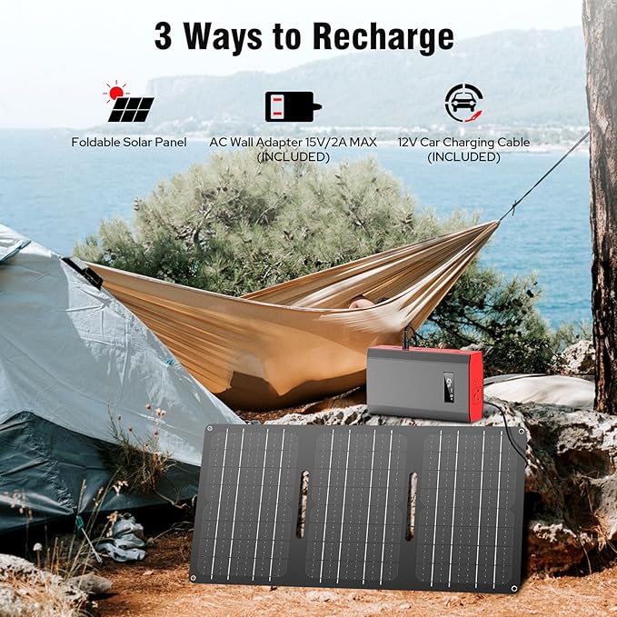 ZeroKor Portable Power Bank with AC Outlet, 65W 110V External Battery Power Pack 23400mAh Portable Laptop Charger Power Source Backup for Outdoor RV Tent Camping Home Smart Device Emergency -Grey Red