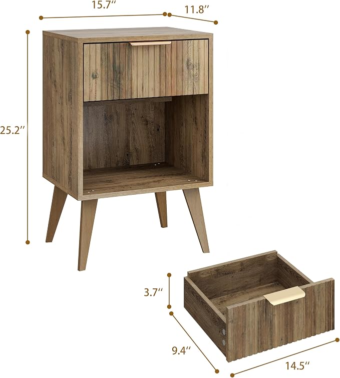 YAUKOMEL Fluted Nightstand - Image 2