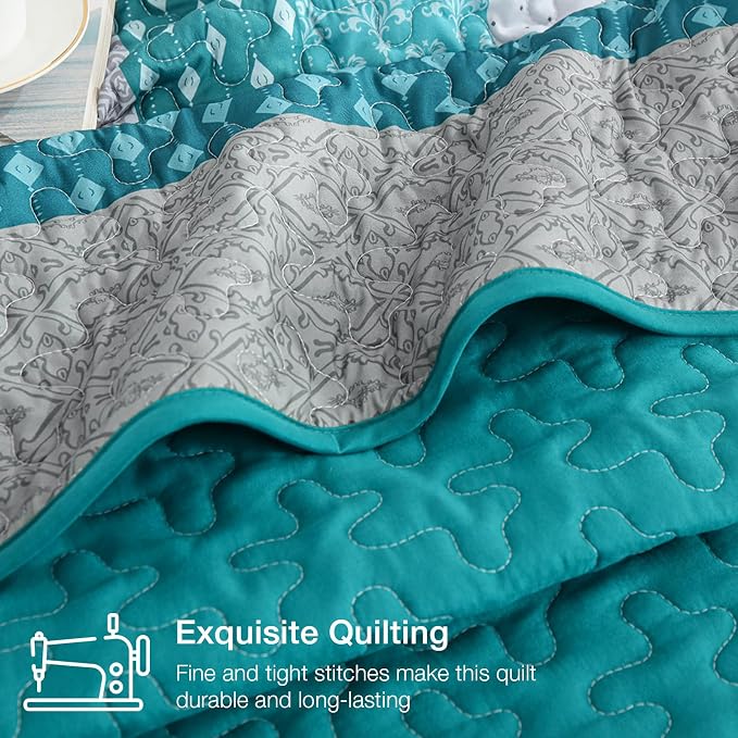 WONGS BEDDING Stripe Quilt Set, Breathable All-Season Coverlet - Image 6