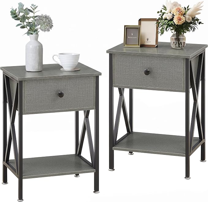 VECELO Nightstands Set of 2, Modern Bedside End Tables, Night Stands by VECELO