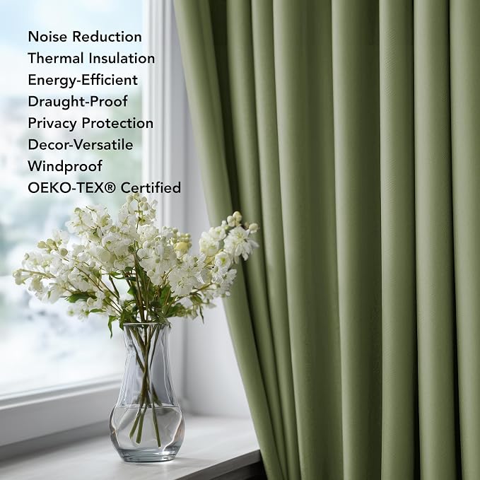 Deconovo Blackout Curtains for Bedroom and Living Room 45 Inches Long | Black - Image 2