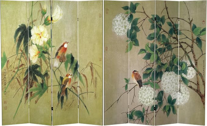 Red Lantern 6 ft. Tall Double Sided Birds in the Trees Canvas Room Divider 4 by RedLantern