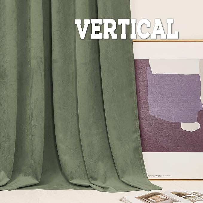 RYB HOME Sage Green Velvet Curtains - Image 6